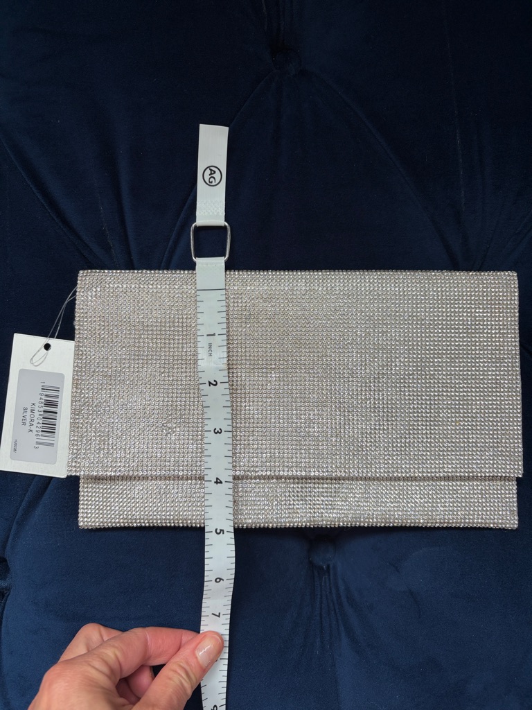 Nina Crystal-Embellished Fold-Over Clutch In Silver — image 2 of 5